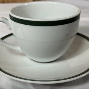 Williams Sonoma White and Green Brassiere tea Cup of Coffee Cup Set